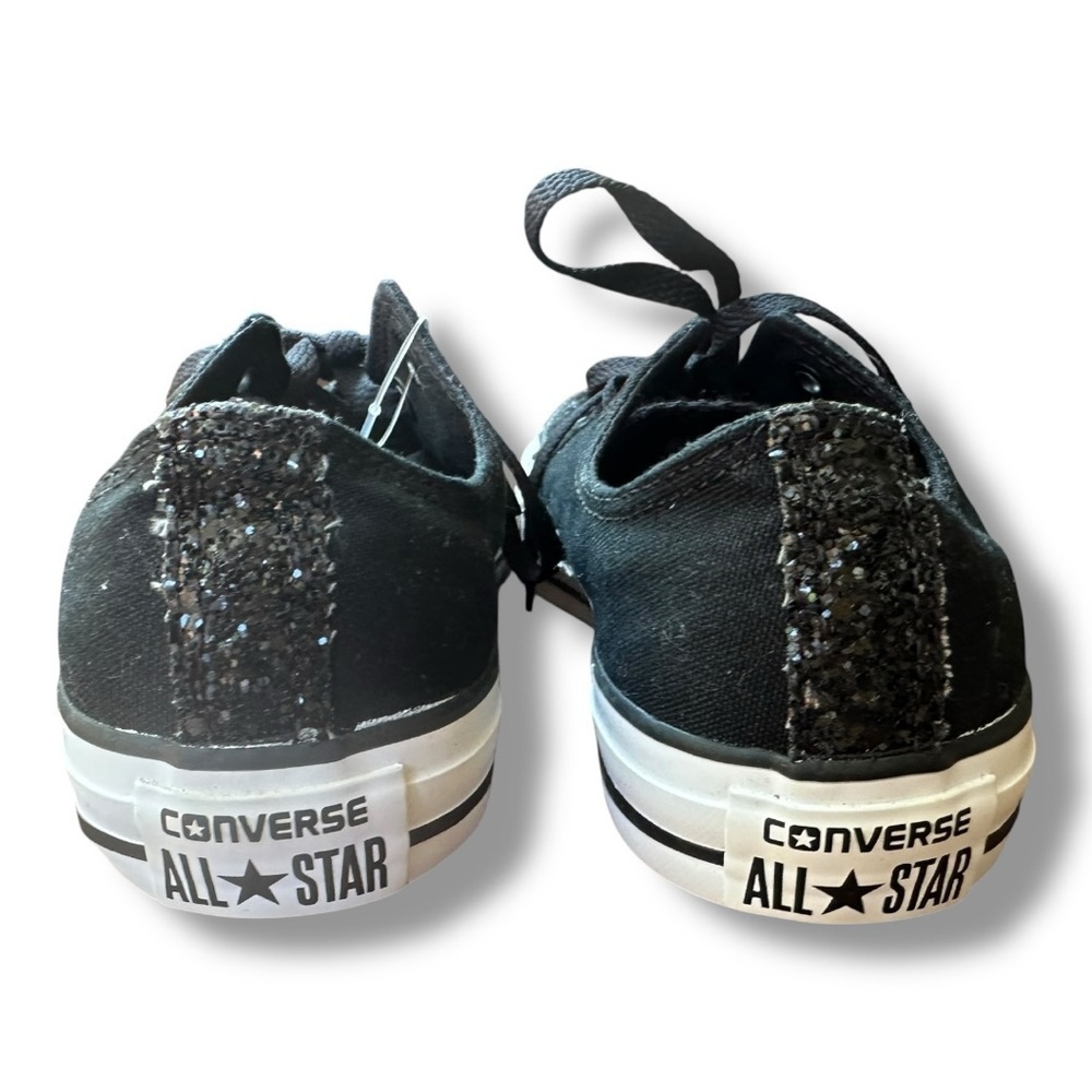 New Converse Black Glitter Toe Low Top All Star Sneakers | Women’s Size 9 - Picture 5 of 8